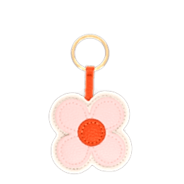 Faux leather keyring - Pink daisy