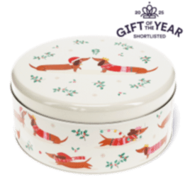 Cake storage tin - Festive Sausage Dog