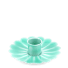 Enamel flat flower candle holder - Aqua