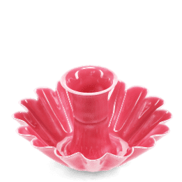 Enamel cupped flower candle holder - Vibrant pink