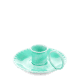 Enamel chamberstick candle holder - Aqua