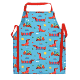 Wipeable cotton children's apron - Sunny Sausage Dog