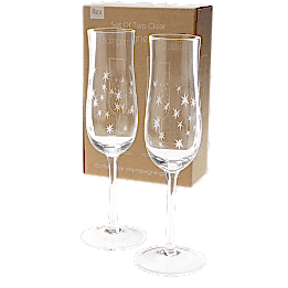 Etched star champagne glasses (set of 2) - Clear