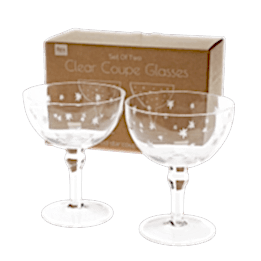 Etched star coupe glasses (set of 2) - Clear
