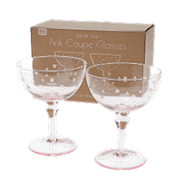 Etched star coupe glasses (set of 2) - Pink