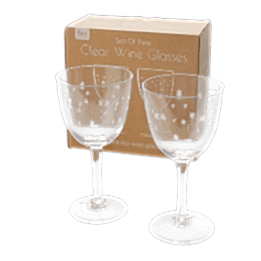 Etched star wine glasses 250ml (set of 2) - Clear