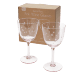  Etched star wine glasses 250ml (set of 2) - Pink