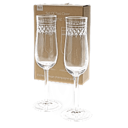 Vintage etched champagne glasses 200ml (set of 2) - Clear