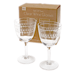  Vintage etched wine glasses 250ml (set of 2) - Clear