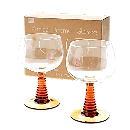 Retro roemer glasses 350ml (set of 2) - Amber