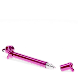sausage dog stylus ballpoint pen in pink with cap off