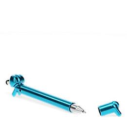 sausage dog stylus ballpoint pen in blue with cap off