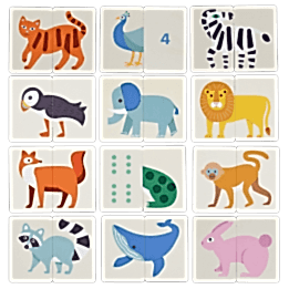 Colourful animal-themed Heads & Tails game cards