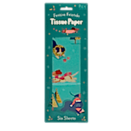 festive friends tissue paper feature illustrations of dogs in winter clothing in a box