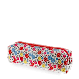 pencil case with pink floral print with zip