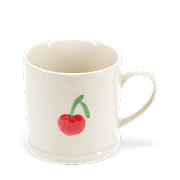 Stoneware mug featuring cherry print with handle 
