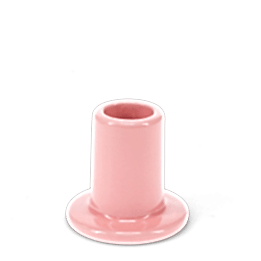 Pink ceramic candle holder with a cylindrical shape and wide flat base