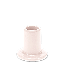 Taupe ceramic candle holder with a cylindrical shape and wide flat base