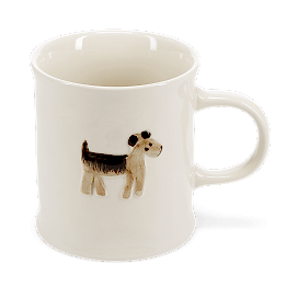 Stoneware mug featuring a dog with handle 
