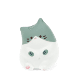 Green and white squidgy stress cat in a sitting design