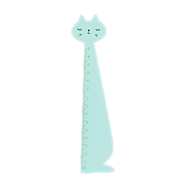 Aqua blue ruler shaped like a sitting cat
