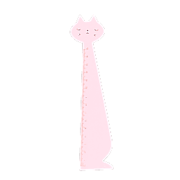 Pink ruler shaped like a sitting cat.