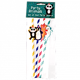 Party Animals Party Straws (pack Of 4)