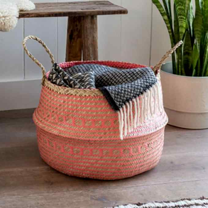 Large Coral Seagrass Storage Basket