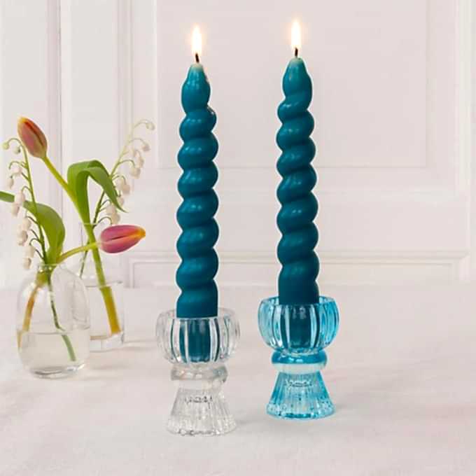 Twisted candles (pack of 2) - Dark blue
