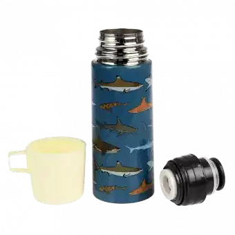 Sharks Flask with cup removed and lid unscrewed
