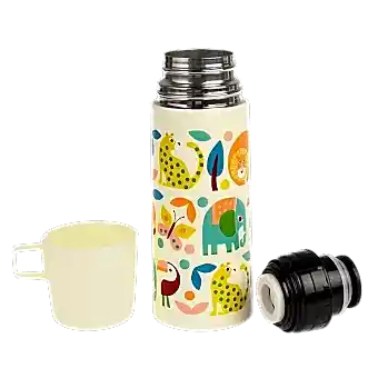 Wild Wonders flask with cup removed and lid unscrewed