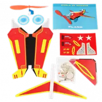 Propeller plane kit components unpacked