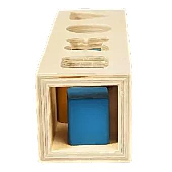 Wooden shape sorter toy with shapes inside