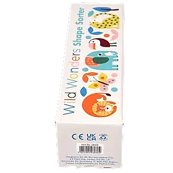Wild Wonders shape sorter box end with information
