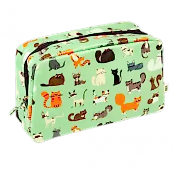 Nine Lives wash bag side showing zip pull