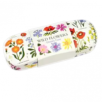 White hardshell glasses case with wild floral pattern