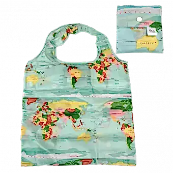 World Map Recycled Foldaway Shopper Bag