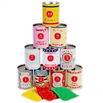 Traditional tin can alley game set up ready to play