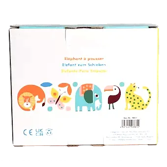 Wild Wonders push along elephant toy back of box