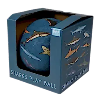 Sharks play ball in box side view
