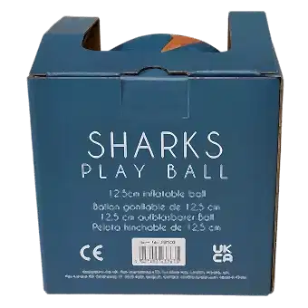 Sharks play ball in box back view