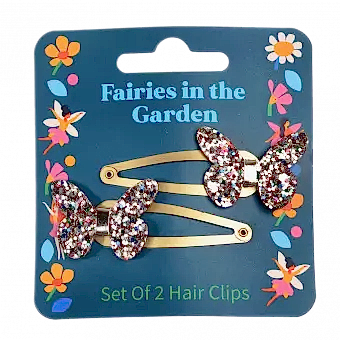 Fairies In The Garden Glitter Butterfly Hair Clips (set Of 2)