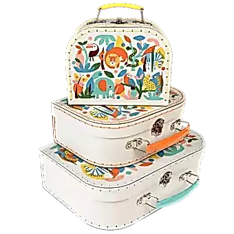 Set of 3 Wild Wonders design cardboard storage cases stacked
