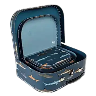 Set of 3 Sharks design carboard storage cases nested