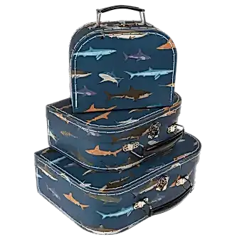Set of 3 Sharks design cardboard storage cases stacked