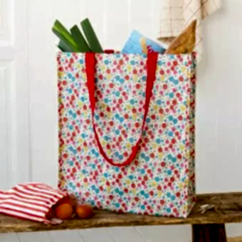 Tilde recycled shopping bag containing grocery shopping