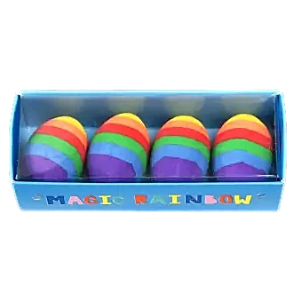 Magic rainbow egg erasers in packaging
