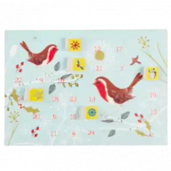 Winter Walk miniature advent calendar card with some doors opened to reveal images behind