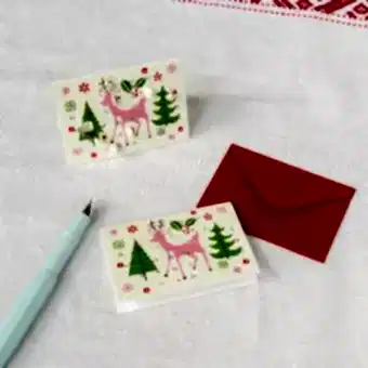 50s Christmas miniature advent calendar cards with pen and envelope