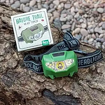 Nature Trail head torch on tree log